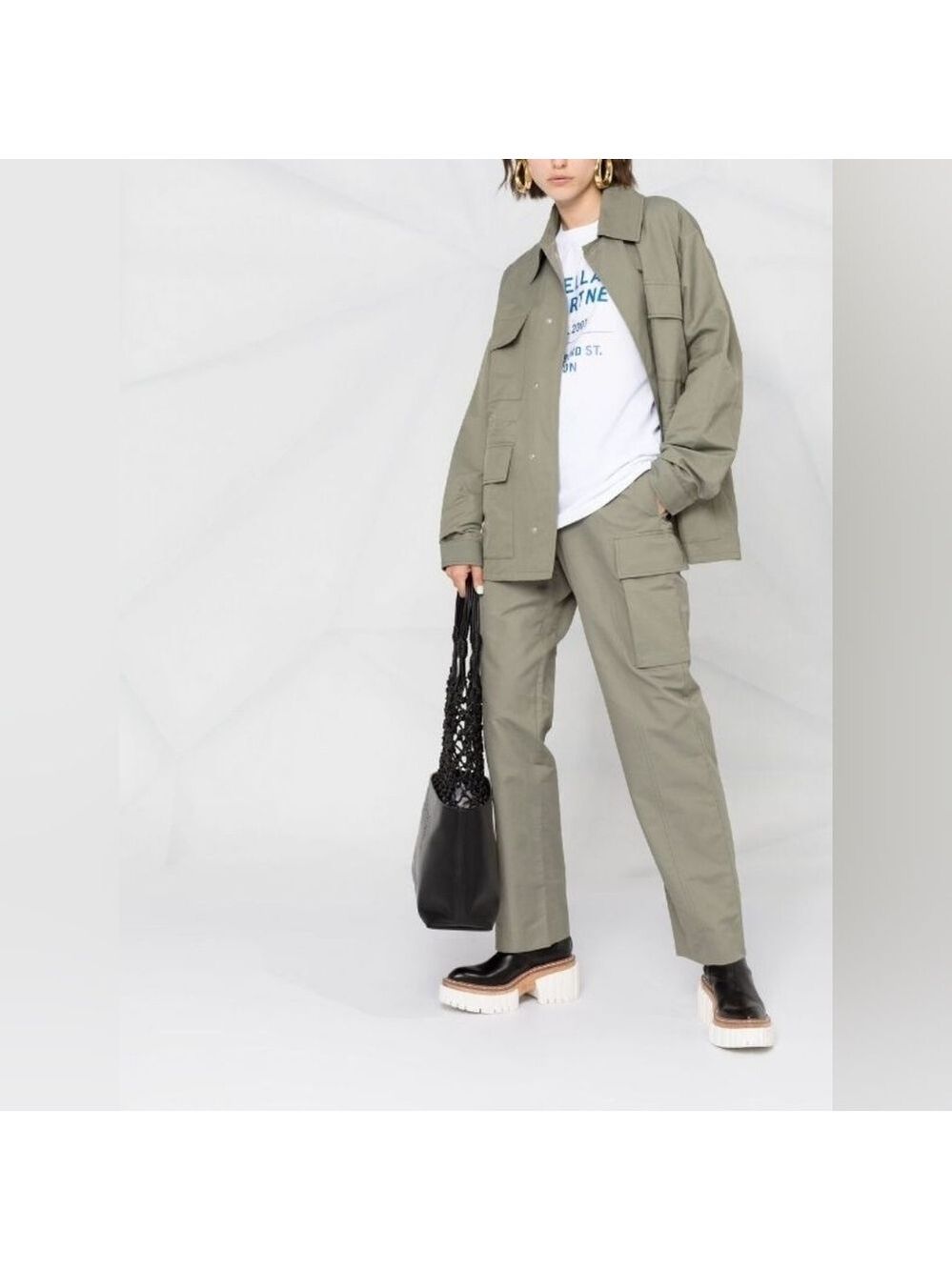 Stella McCartney White straight-leg cargo trousers size M BNWT with defect